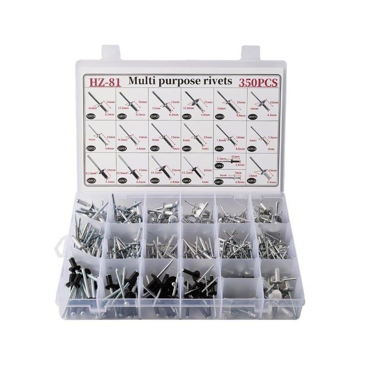 350 Pcs Rivets Aluminium Silver Blind Rivets Set