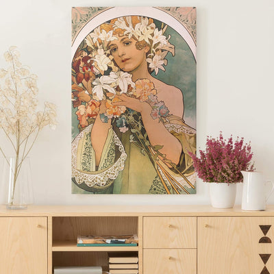 Leinwandbild - Alfons Mucha - Blume Bild auf Leinwand Hochformat 60 x 40 cm 60L x 40B cm, 60L x 40B