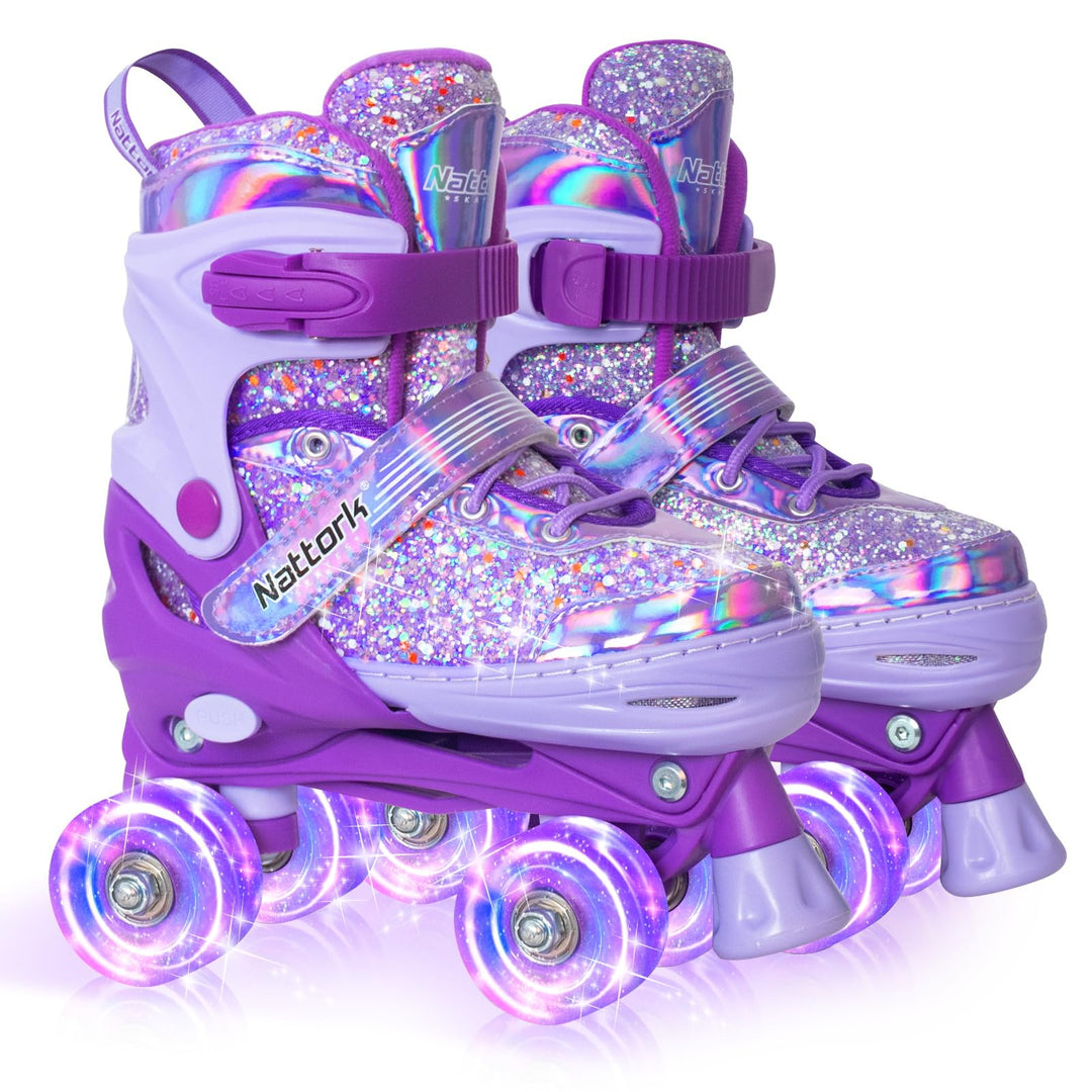 Nattork Kinder Rollschuhe, Rollschuhe Verstellbar mit 4 Grössen Einstellbare, Rollschuhe für Mädchen