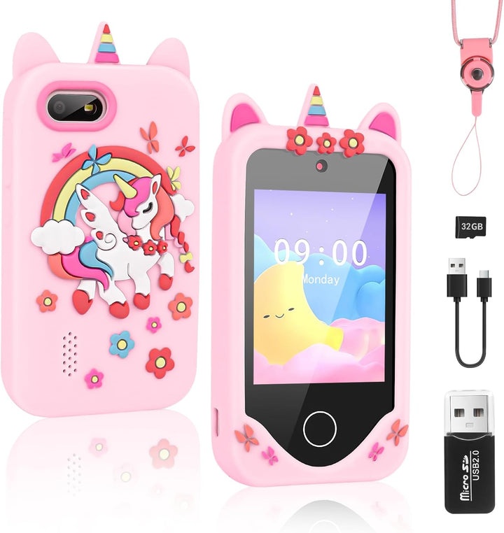 Weinsamkeit Pretend Smartphone für Kinder, Kinder Kamera mit 32 GB SD-Karte, Spielzeug ab 3 4 Jahre