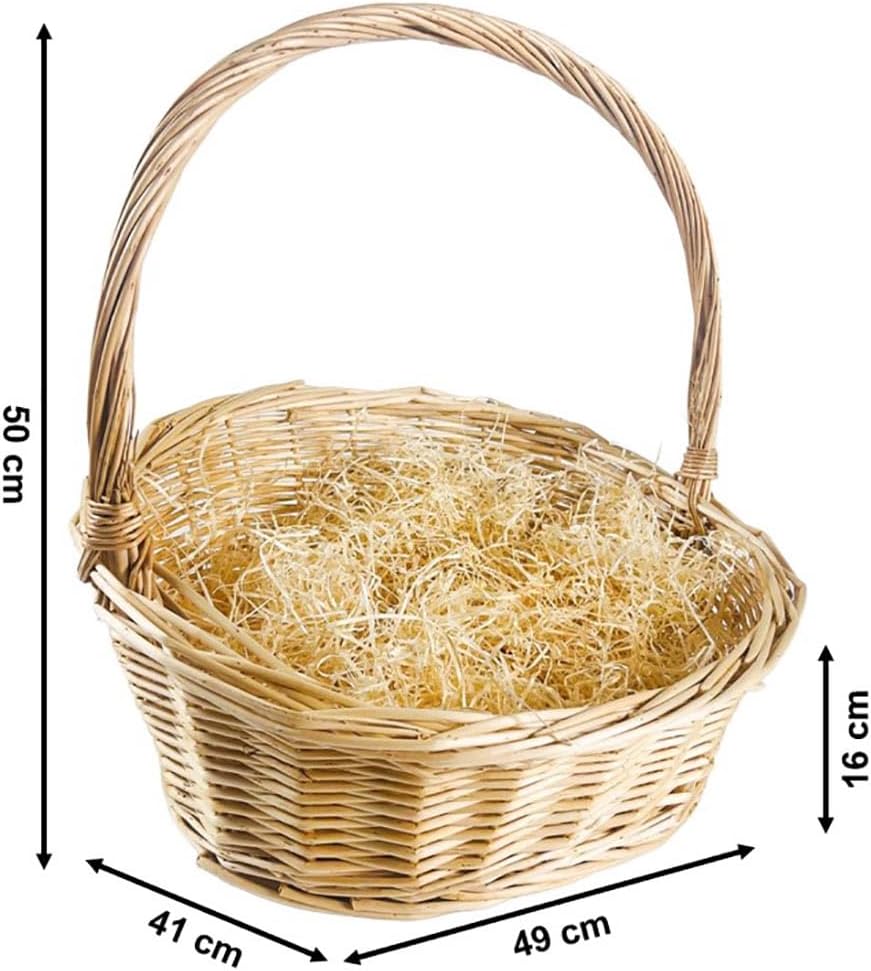 Kobolo Geschenkkorb aus Weide mit Holzwolle - 49x41x50 cm - beige - dekorativer Präsentkorb zum Selb