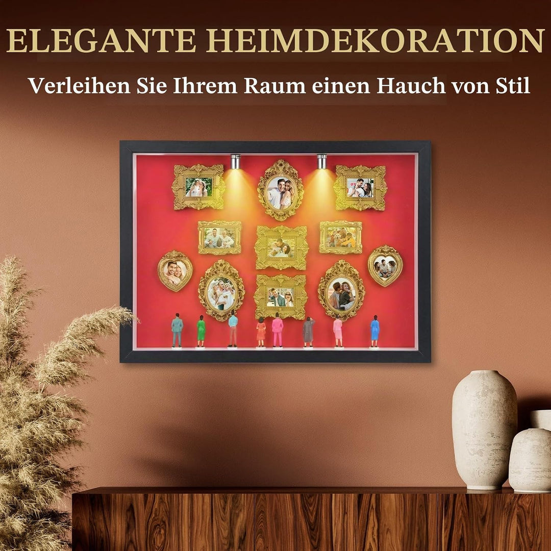 Pipihome DIY Mini Museum Bilderrahmen, Mini Figuren Menschen Museum Silhouette Box mit LED Licht &amp; G