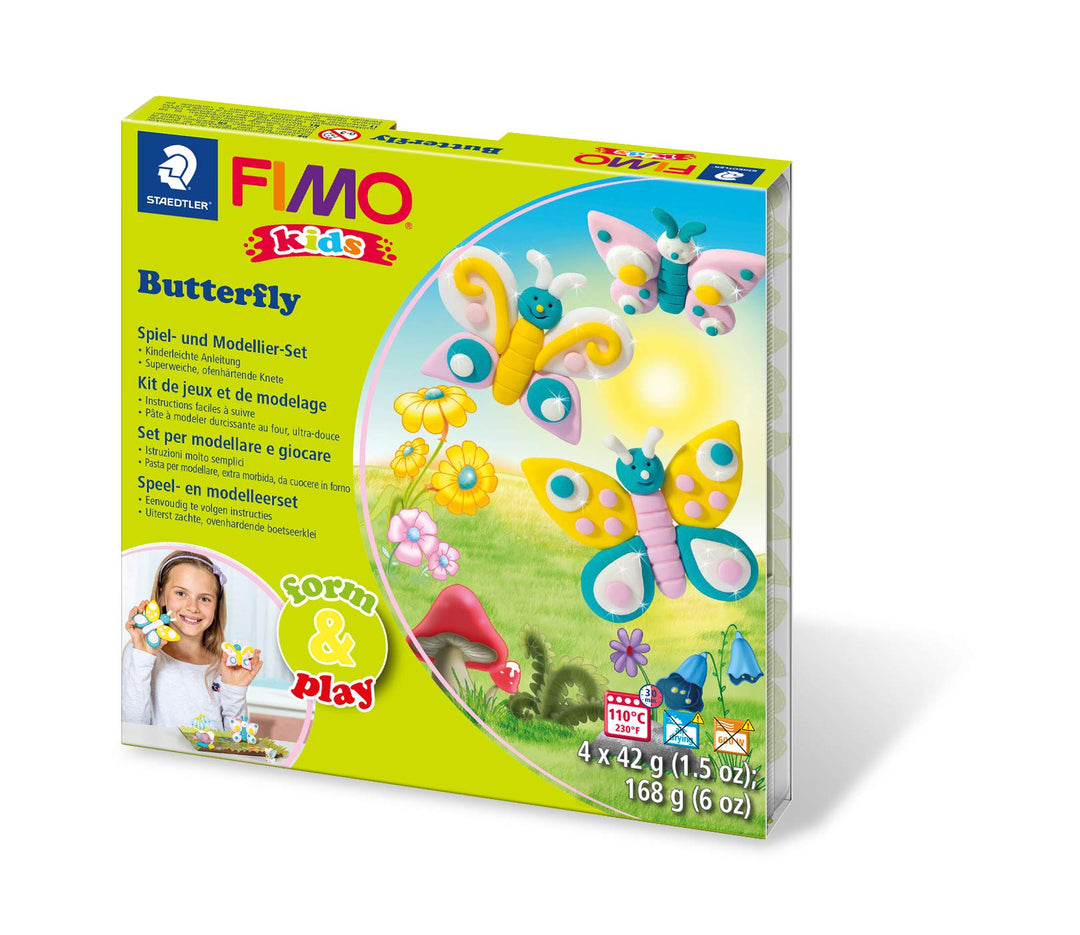 Staedtler 8034 10 LY Fimo kids form&play Set Butterfly (superweiche, ofenhärtende Knete, kinderleich