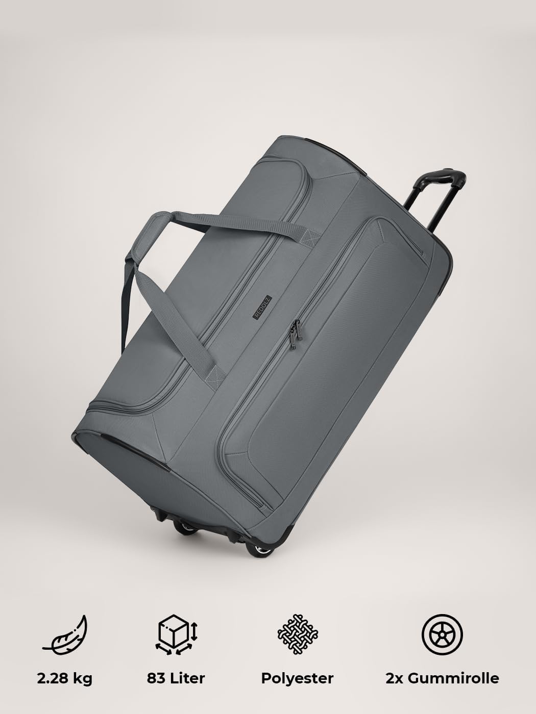 REDOLZ grosse L Trolley-Reisetasche mit Rollen 71 cm | 81 Liter | für Männer & Frauen (Duffle Essent