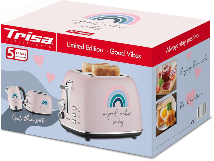 Trisa 2-Scheiben Toaster Good Vibes – Urban Design Toaster mit Graffiti, 6 Bräunungsstufen, Auftau-