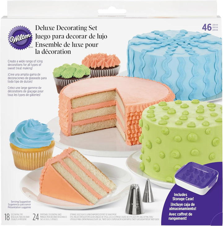 Wilton 2104-1368 Tüllen Set Deluxe, Edelstahl, Lila, 6.12 x 21.92 x 20.75 cm Deluxe Tip Set, 46-Piec