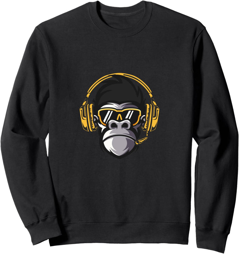 Affe Monkey mit DJ Kopfhörer und Sonnenbrille Sweatshirt