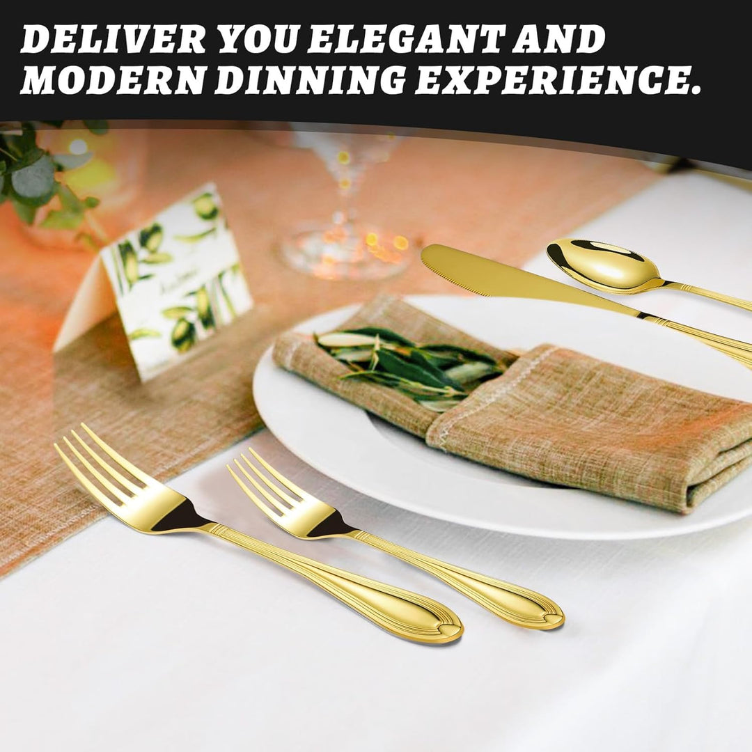 univionlions Besteckset Gold für 4 Personen-20 teilig Essbesteck Set Elegantes Bestecksets mit Gabel
