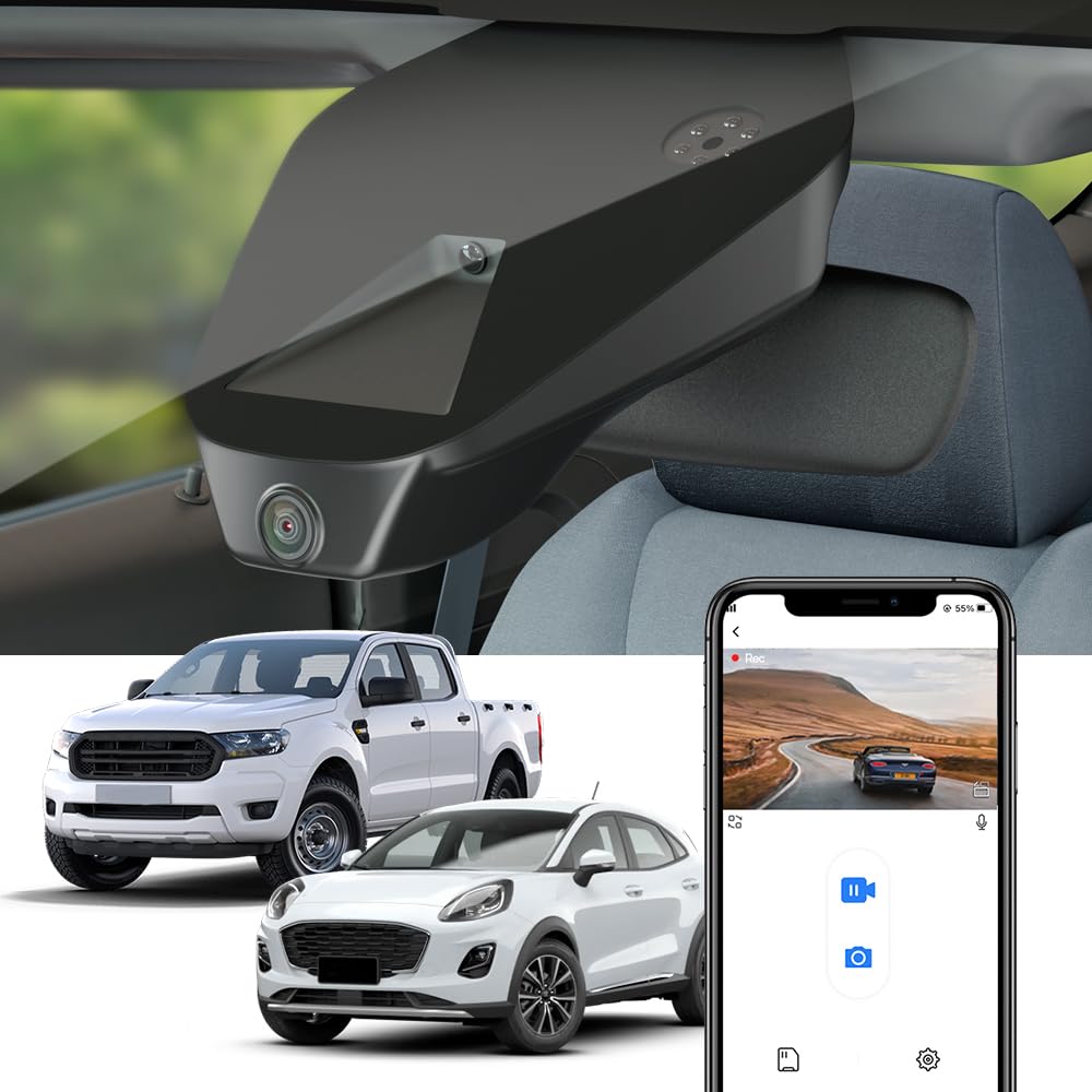 Fitcamx Dashcam 4K kompatibel mit Ford Ranger 2019 2020 2021 2022 und Puma 2020-2023, integrierter O