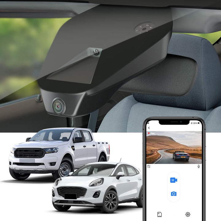 Fitcamx Dashcam 4K kompatibel mit Ford Ranger 2019 2020 2021 2022 und Puma 2020-2023, integrierter O