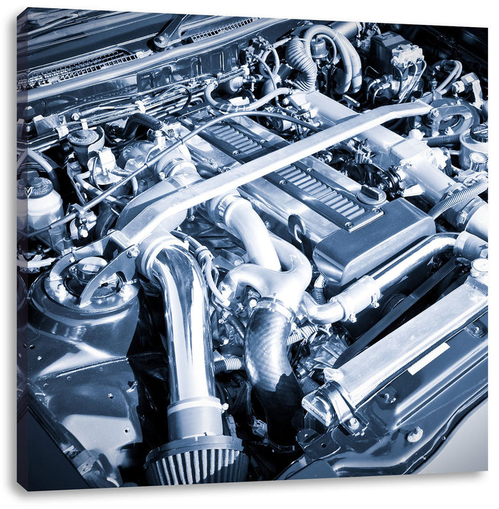 Pixxprint Spektakulärer Motorblock 70x70cm Leinwandbild Wandbild Kunstdruck, 70x70