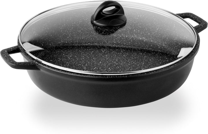 Barazzoni Le Cooking Spezialpfanne mit Deckel, Aluminiumdruckguss, Schwarz, 36 cm Stielkasserolle cm