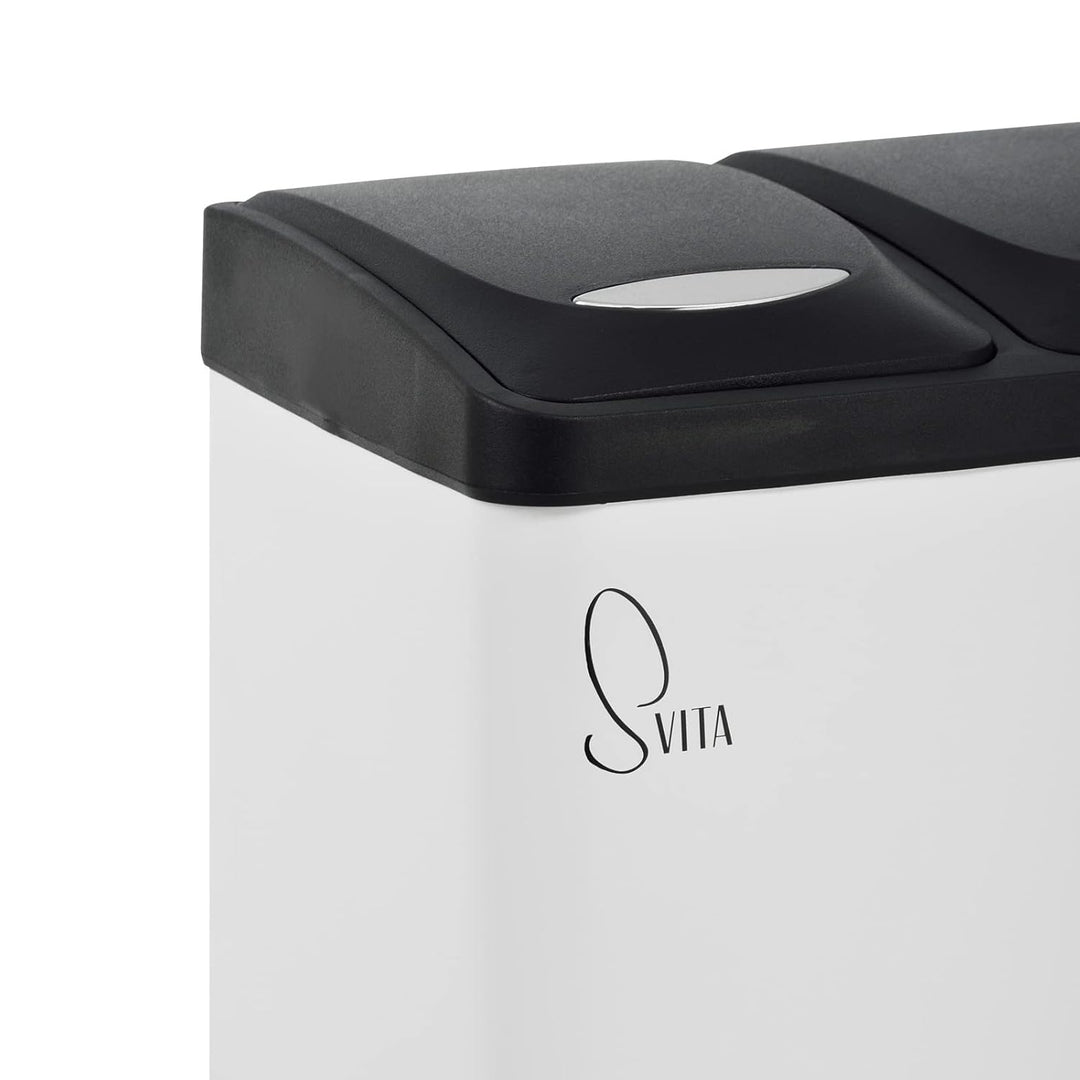 SVITA TC3X8 Mülleimer 3 Fächer, 24 Liter Treteimer mit Tretmechanismus, Pulverbeschichteter Stahl, P