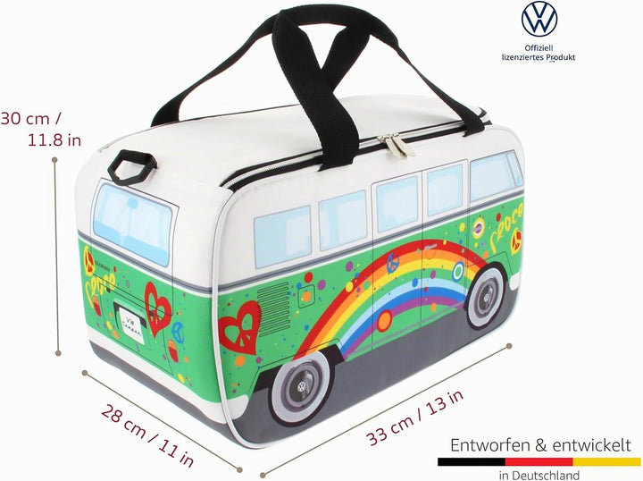 BRISA VW Collection - Volkswagen Hippie Bus T1 Camper Van Kühltasche 25L Einheitsgrösse Peace/Grün,