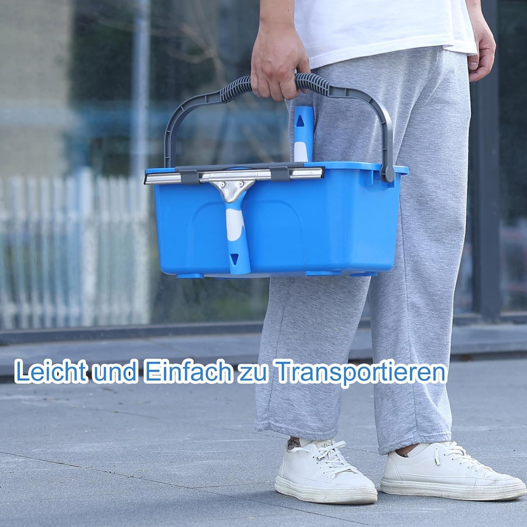 Mitclear Fensterreiniger Set, Profi Fensterputzer mit Eimer 12L, Fensterwischer 35CM, Fenster Einwas