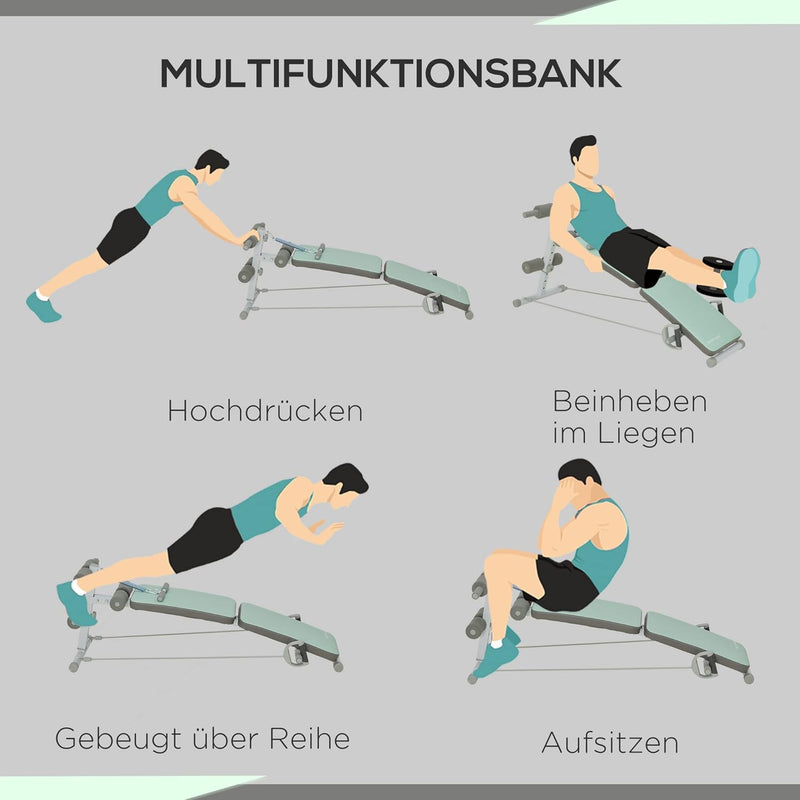 SPORTNOW Sit Up Bank Klappbarer Bauchtrainer, 5-Fach Verstellbare Trainingsbank, Rückentrainer mit B