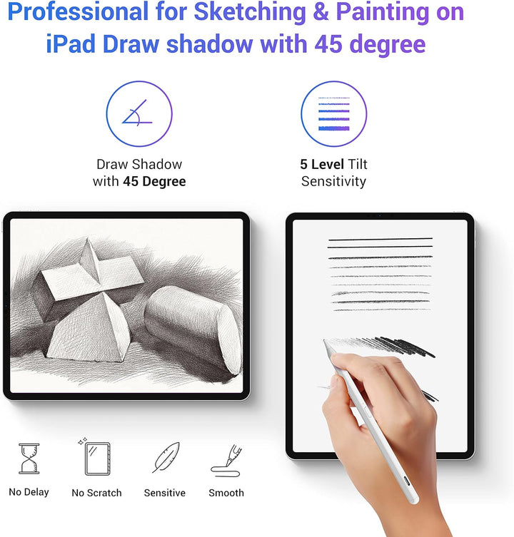 Stylus Stift für Apple iPad(2018-2023) Mit Neigung&Palm Rejection&Magnetic Adsorption Eingabestifte