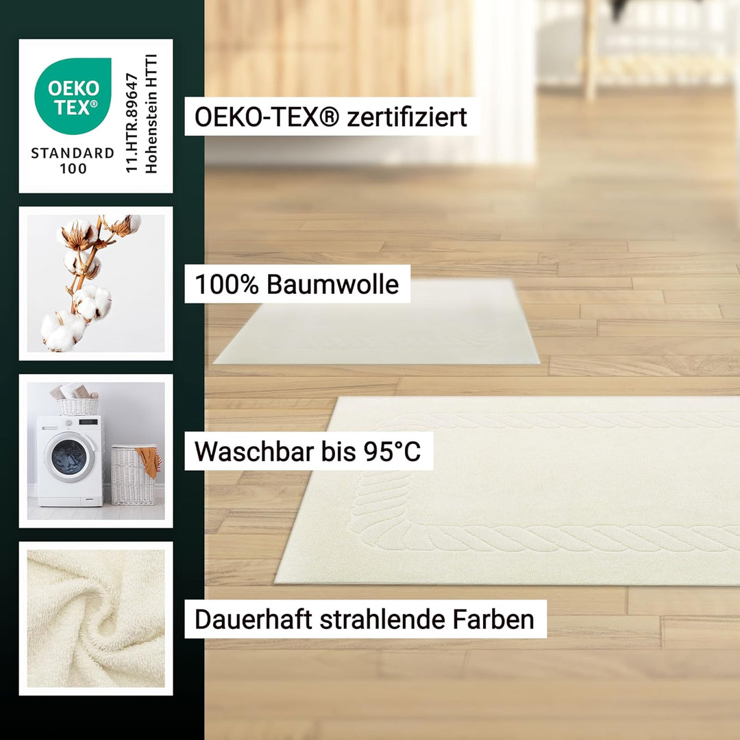 ZOLLNER 2er Set Badematten - weiche und saugstarke Duschvorleger - waschbar bis 95°C - Baumwolle - 5