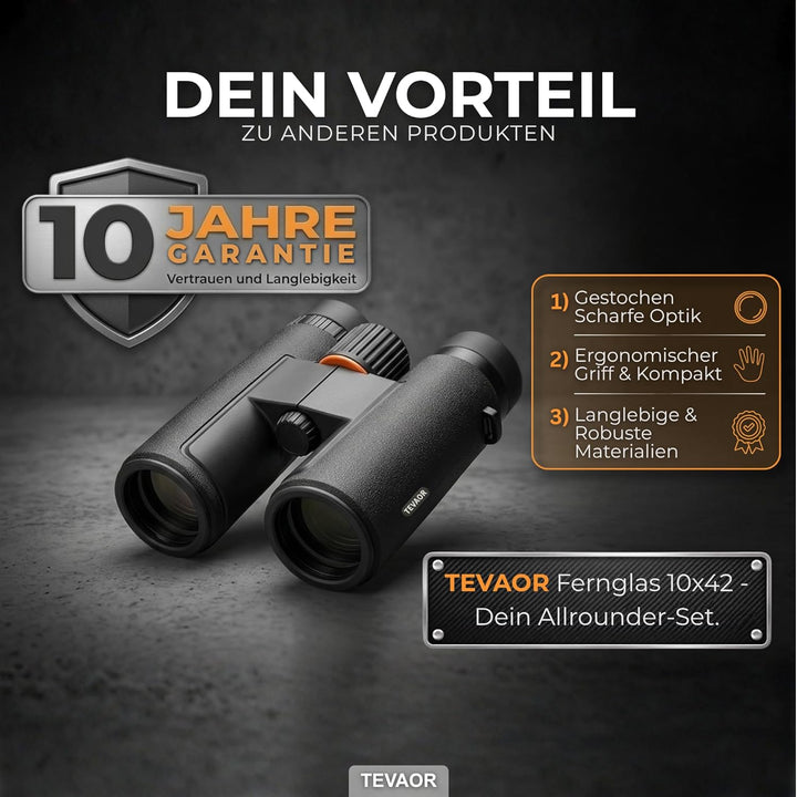 Fernglas 10x42 HD Feldstecher – BaK4 & FMC-vergütet – Wetterfest & Beschlagfrei durch Nitrogenfüllun