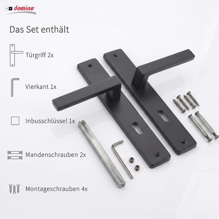 domino Türgriff 72 Drückergarnitur BB-Buntbart Set | Langschildgarnitur | Türklinke für Zimmertür, B