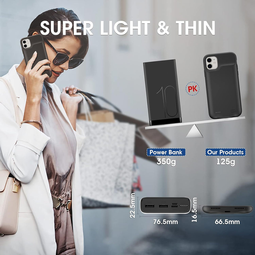 HUOBAO Akkutasche für iPhone 11, [5000mAh] Zusatzladungstasche für iPhone, schützende tragbare Power