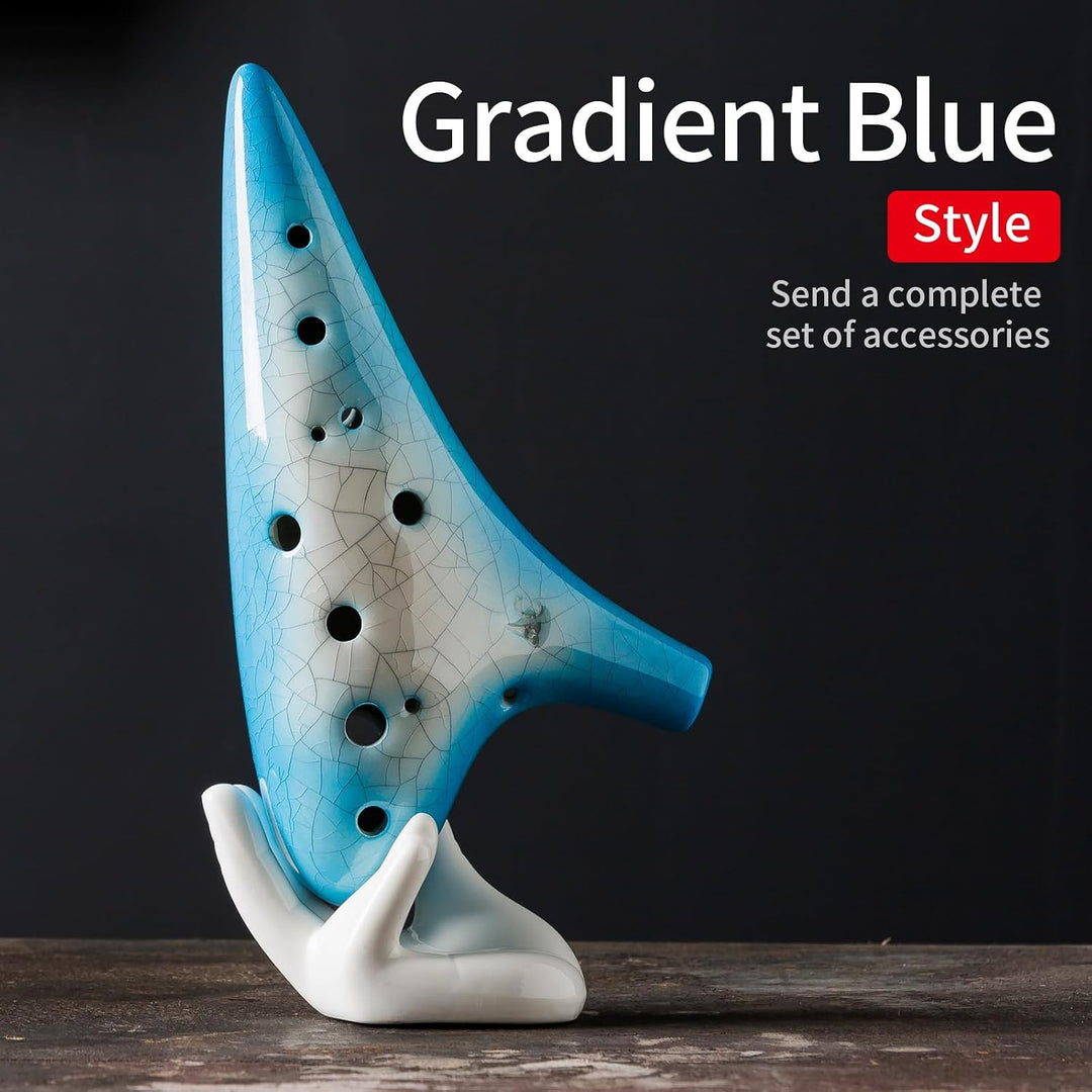 AFE 12 Loch Alto C Okarina Keramik Ocarina mit einer schützenden Tasche und Songbooks Gradient Blue,