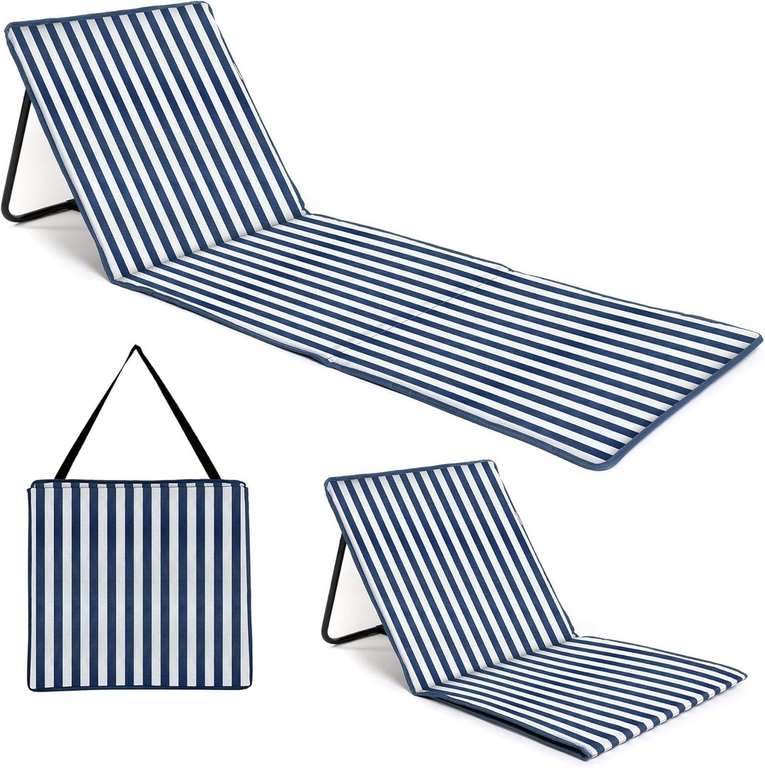 just be... 2er Set Strandmatte mit Rückenlehne klappbar – leichte, gepolsterte Strandliegen faltbar