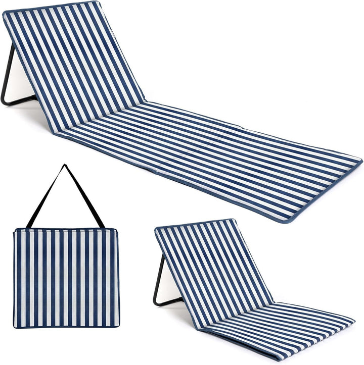 just be... 2er Set Strandmatte mit Rückenlehne klappbar – leichte, gepolsterte Strandliegen faltbar