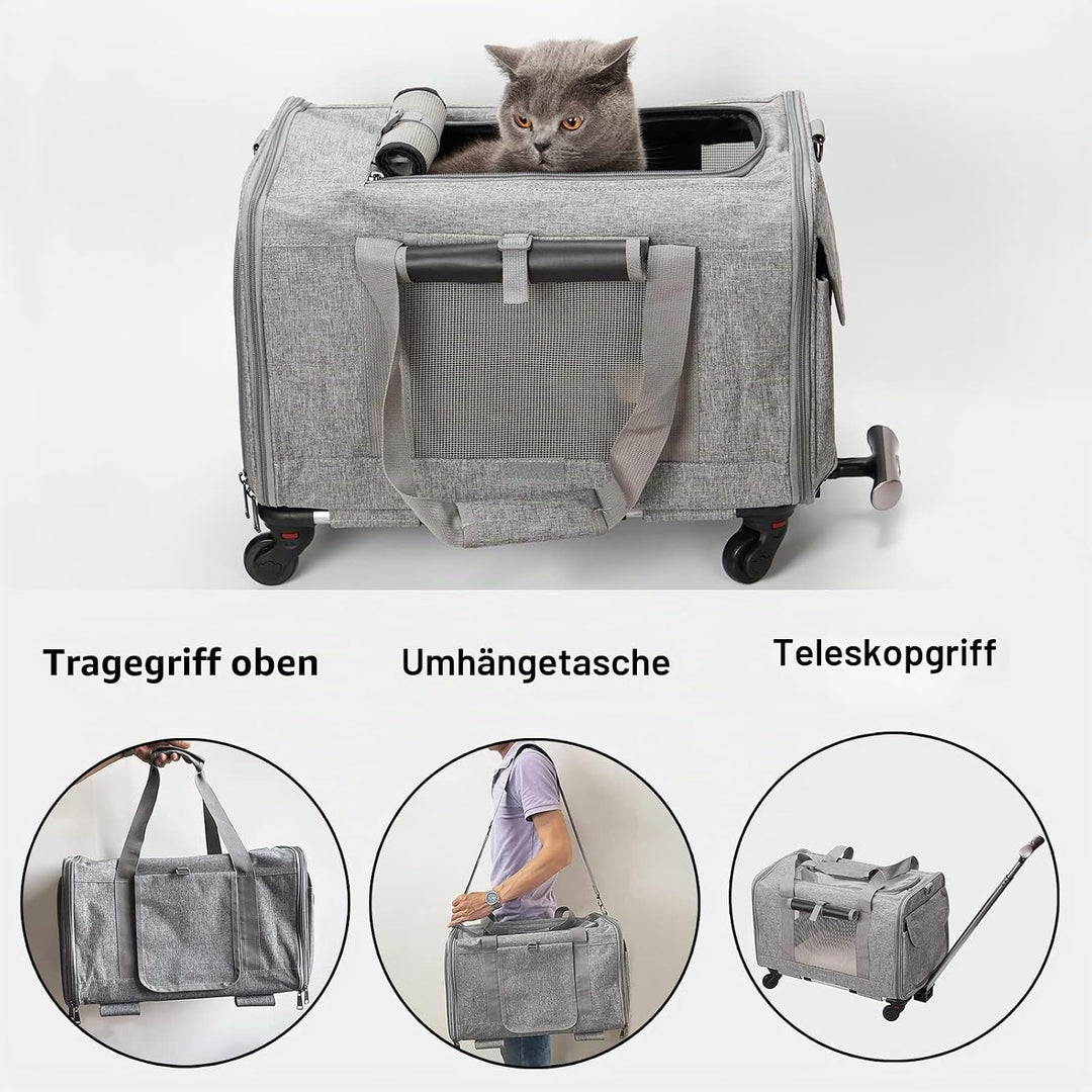 FLYAMAPIRIT Mobile Haustiertragetasche für kleine mittelgrosse Hunde Katzen Tragbare Reisetragetasch