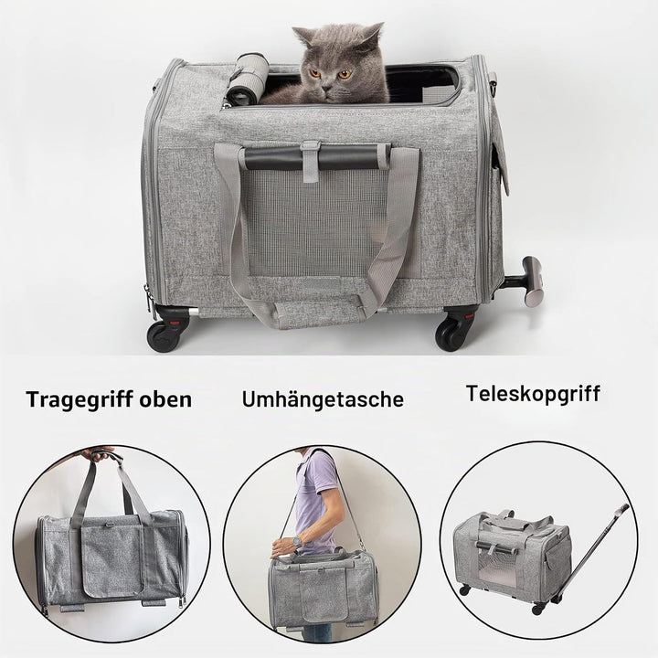 FLYAMAPIRIT Mobile Haustiertragetasche für kleine mittelgrosse Hunde Katzen Tragbare Reisetragetasch