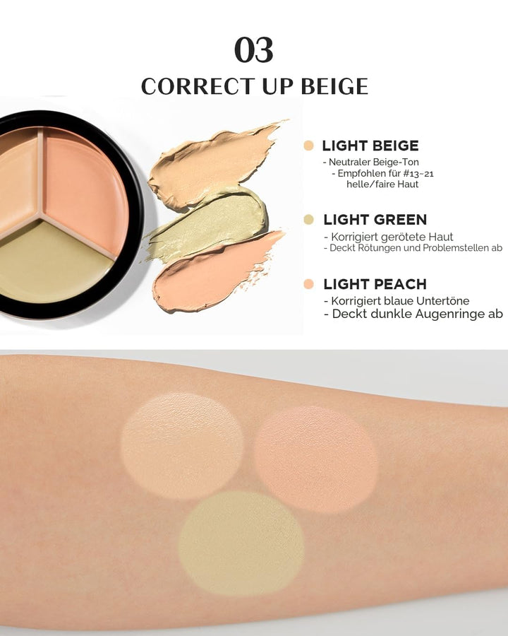 THESAEM Cover Perfection Triple Pot Concealer 03 Correct Up Beige – für helle bis sehr helle Hauttön