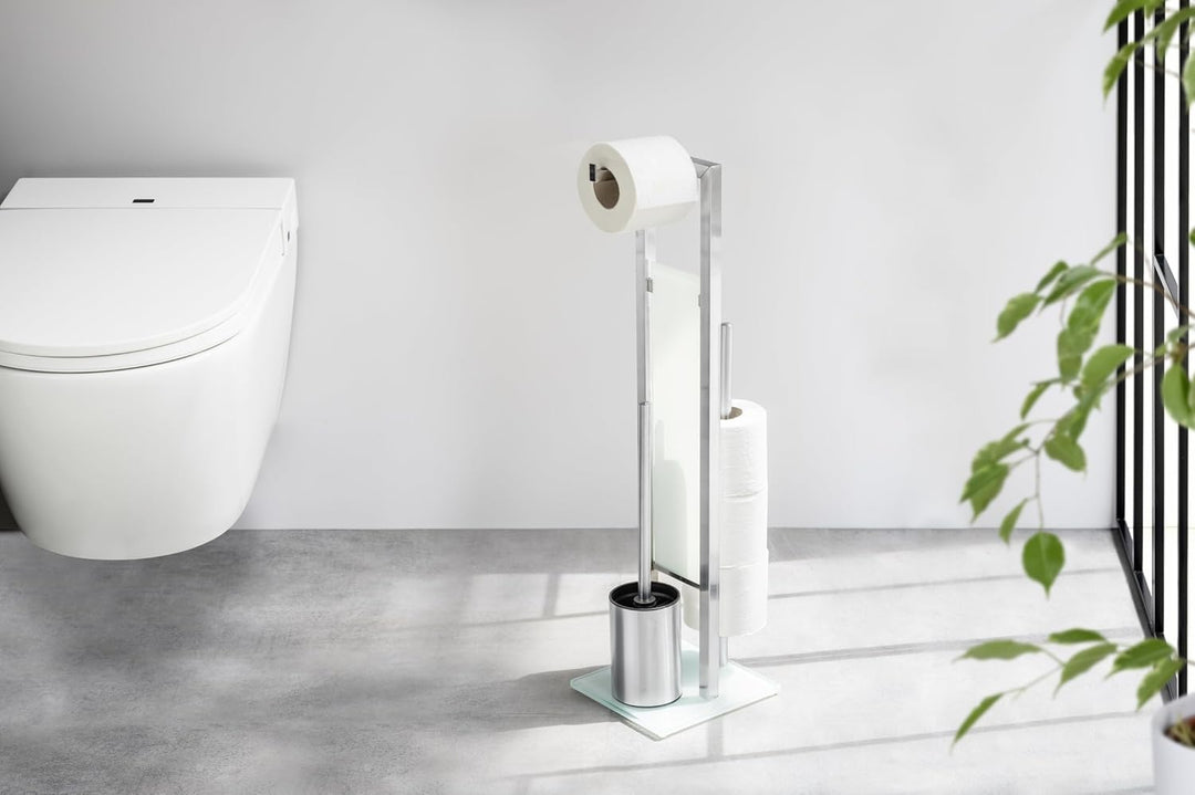 WENKO Stand WC-Garnitur Rivalta, mit integriertem Toilettenpapierhalter und WC-Bürstenhalter, in ros