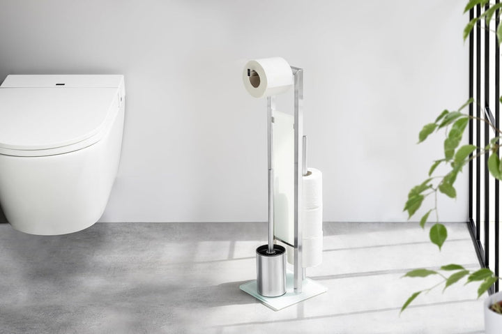 WENKO Stand WC-Garnitur Rivalta, mit integriertem Toilettenpapierhalter und WC-Bürstenhalter, in ros