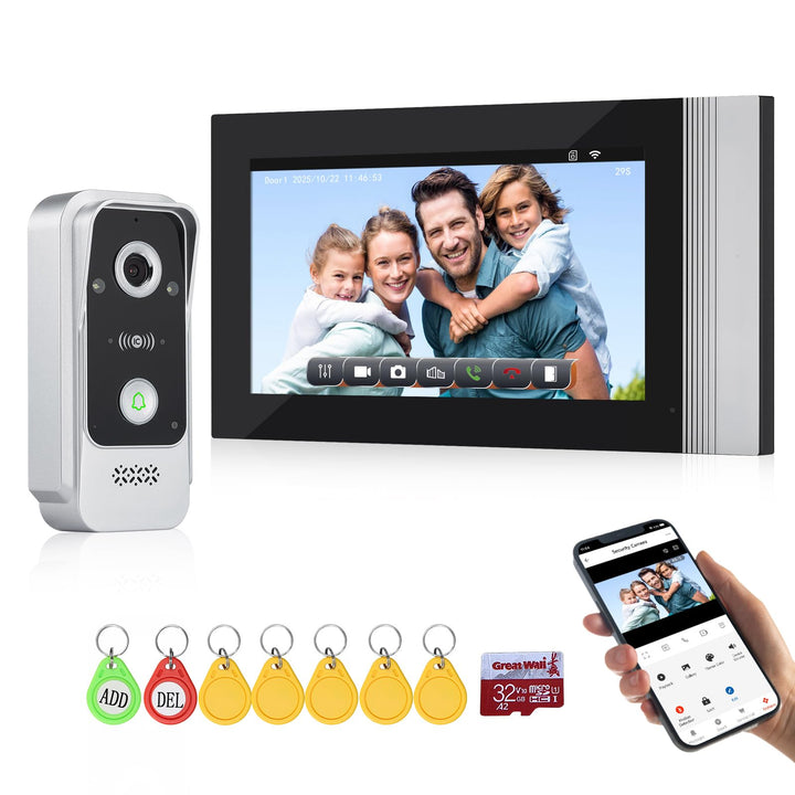 1080P HD WLAN Video Türsprechanlage Intercom System 2 Draht, IR Nachtsicht Video Türglocke Kamera mi