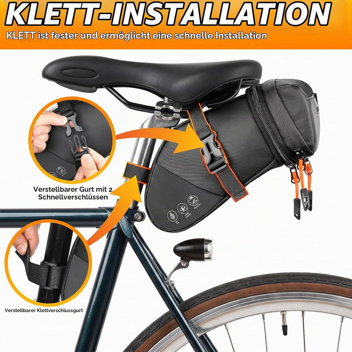 Satteltaschen für Fahrrad Wasserdicht Fahrrad Satteltasche Rennrad Klein | Saddle Bag 1,5–2 L Erweit