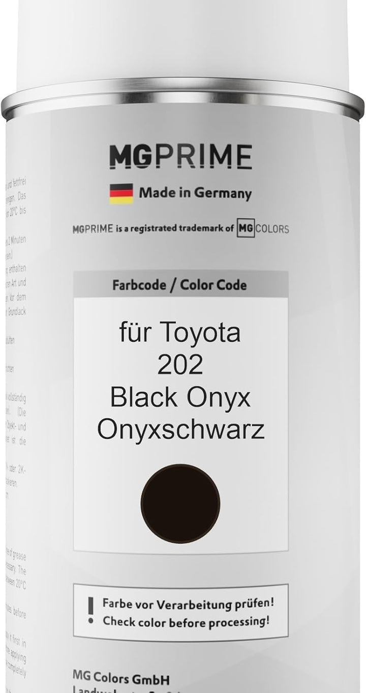 MG PRIME Autolack 2K Spraydosen Set für Toyota 202 Black Onyx/Onyxschwarz Basislack 2 Komponenten Kl