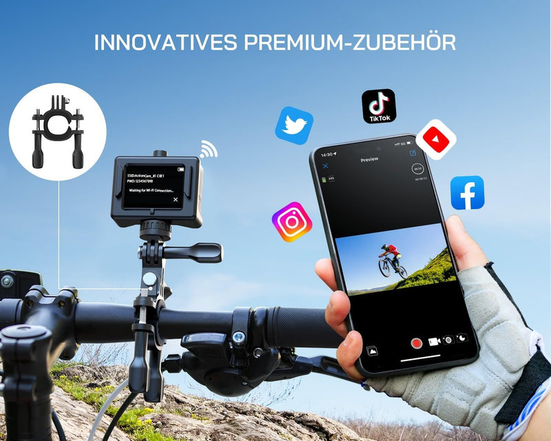 WOLFANG GA300 Action Cam 4K 60FPS Unterwasserkamera WiFi 40M wasserdichte 2.0 EIS Bildstabilisator T