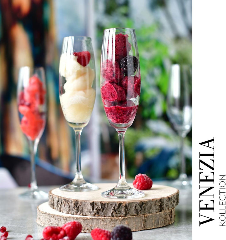 KROSNO Sektgläser Champagner-Gläser Sektflöten | Set von 6 | 200 ML | Venezia Kollektion | Perfekt f