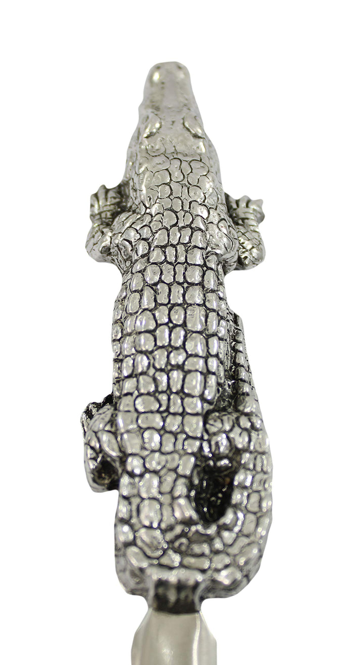 Cavagnini, Eleganter Brieföffner aus Stahl und Zinn, inklusive Geschenkbox (Krokodil) Coccodrillo, C