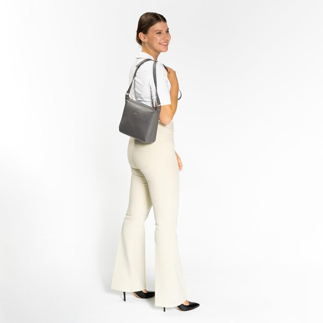 Lazarotti Bologna Leder Umhängetasche Damen | verstellbarer Schultergurt | grosse Crossbody Bag | Sc
