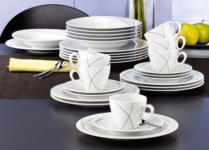 Seltmann Weiden 001.706904 Kombiservice 30-teilig Trio Highline, 36.5 x 31.2 x 36.9 cm, Weiss, 36.5
