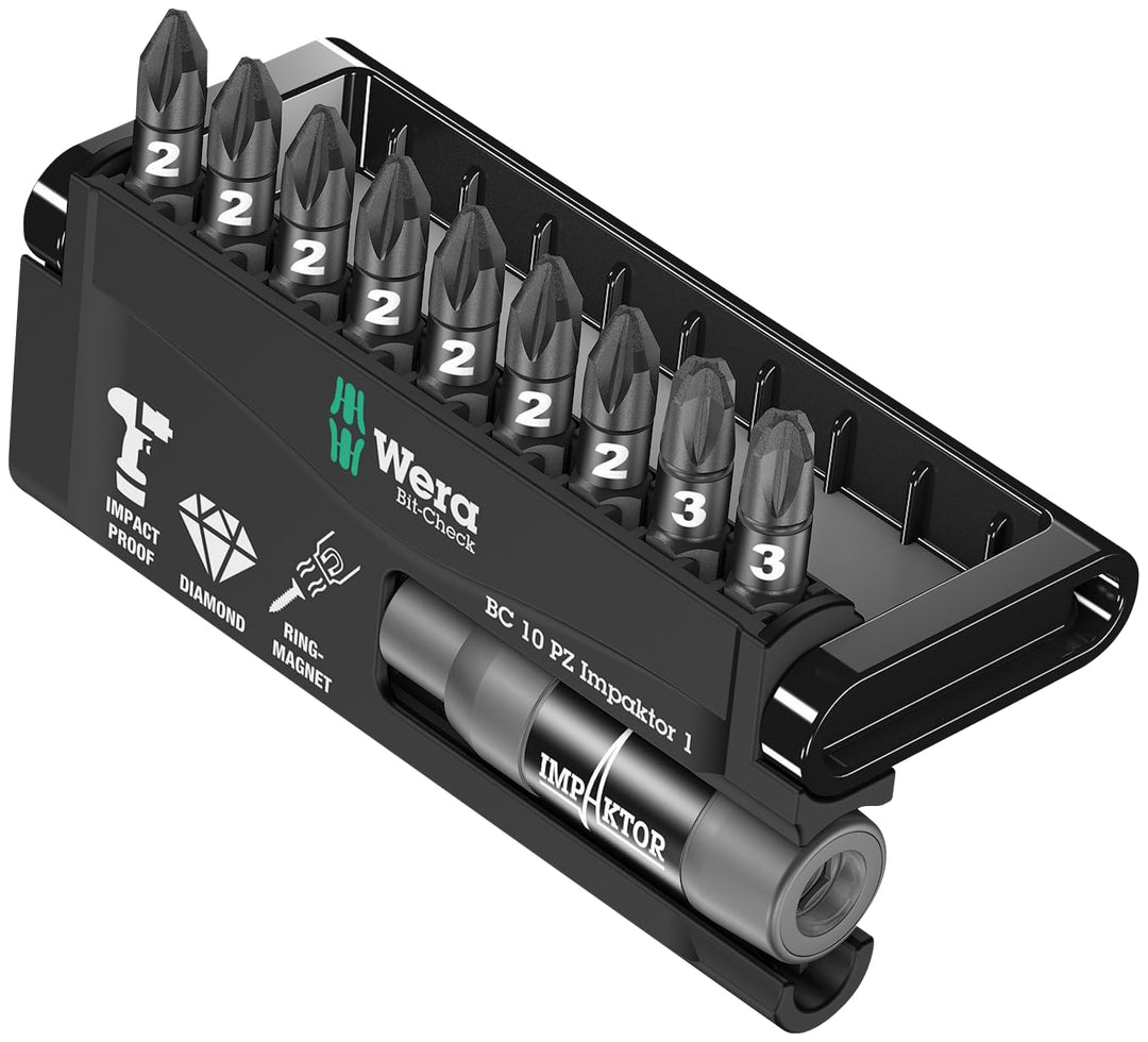 Wera Bit-Sortiment, Bit-Check 10 PZ Impaktor 1, 10-teilig, 05057684001 Bit-Check 10 PZ Impaktor 1 Si