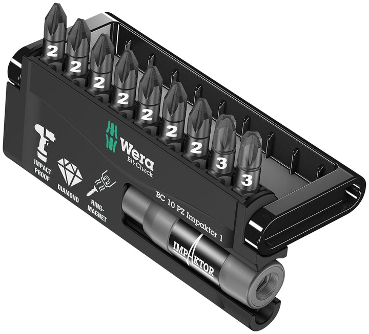 Wera Bit-Sortiment, Bit-Check 10 PZ Impaktor 1, 10-teilig, 05057684001 Bit-Check 10 PZ Impaktor 1 Si