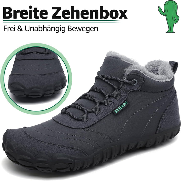 SAGUARO Barfussschuhe Winter Warm Wasserabweisend Gefüttert Winterschuhe für Damen Herren Gr.36-46 4