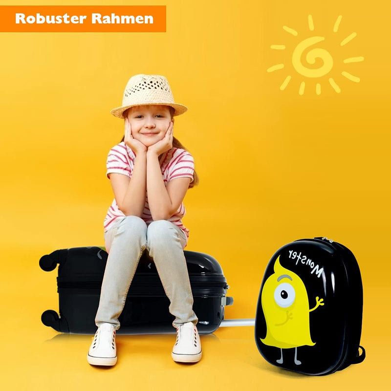 RELAX4LIFE Kinderkoffer mit Rollen, 2 TLG Kinder Kofferset, Koffer(16 inch) + Rucksack(12 inch), Rei