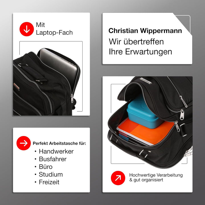 Christian Wippermann Flugbegleiter Umhängetasche Bag Arbeitstasche Herrentasche im Quer oder Hochfor