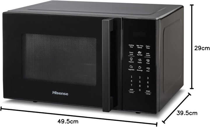 Hisense H29MOBS9HG-Mikrowelle mit Grill, 29 l, XL-Drehteller, 11 Leistungsstufen, Tür aus gehärtetem