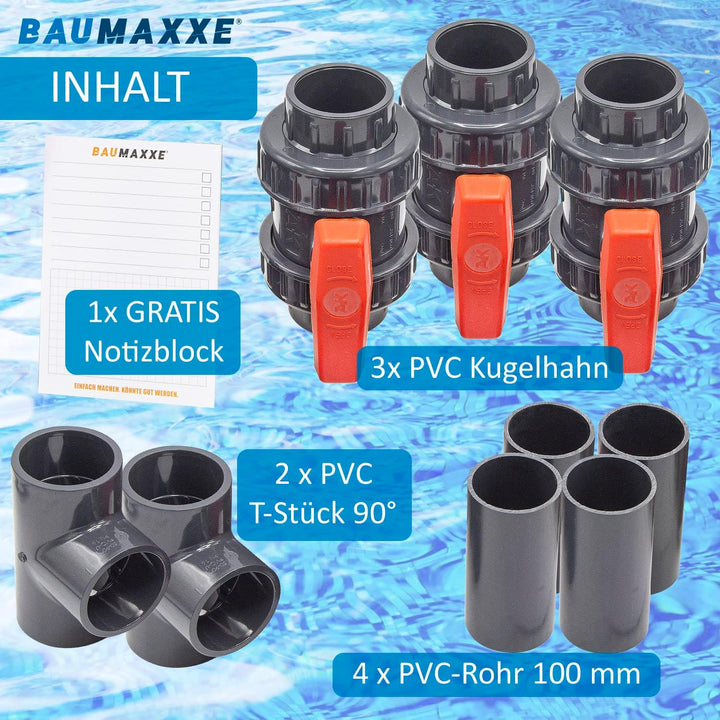 50 mm Pool Bypass Set für Wärmepumpen I Pool-Heizung und Solarheizung I Schwimmbadheizung I Bypass-K