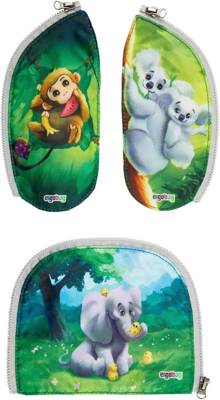 ergobag Zippies Schulranzen Zubehör Set 3-teilig für Kinder, Jungen und Mädchen Zoobabies - Bunt, Zo