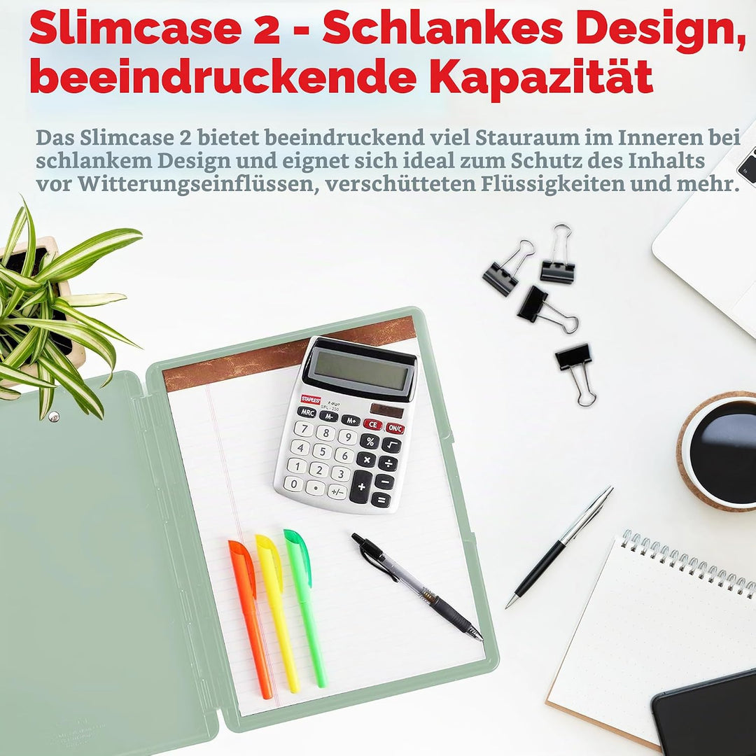 Dexas Slimcase 2 Klemmbrett mit seitlicher Ã–ffnung, 31,8 x 24,1 cm, Meeresschaumgrün mit roségolden
